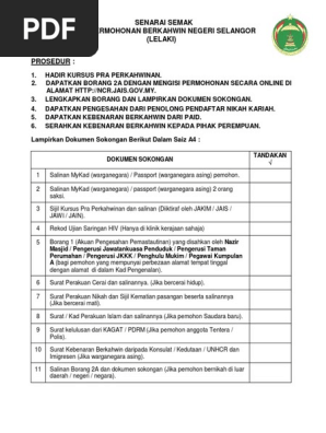 Senarai Semak Permohonan Nikah Lelaki Pdf