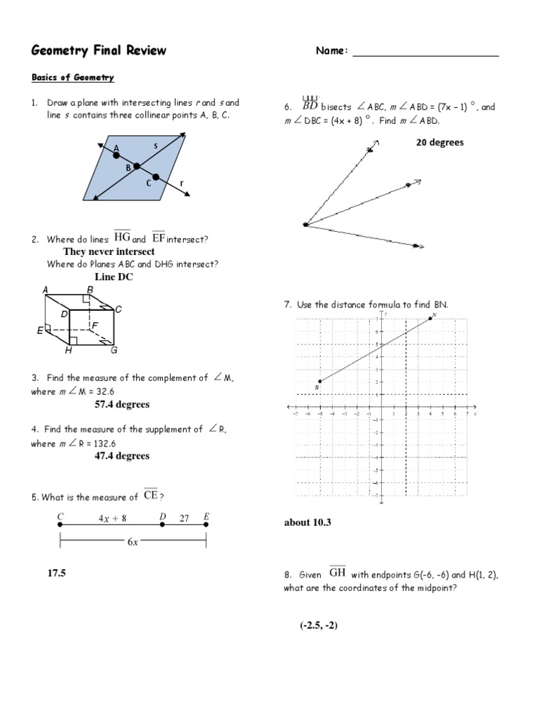 Geometry Final Exam Review Guide | PDF | Angle | Classical Geometry
