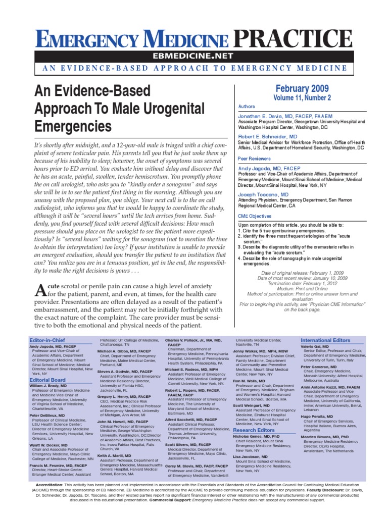 An Evidence Based Approach To Male Urogenital Emergencies