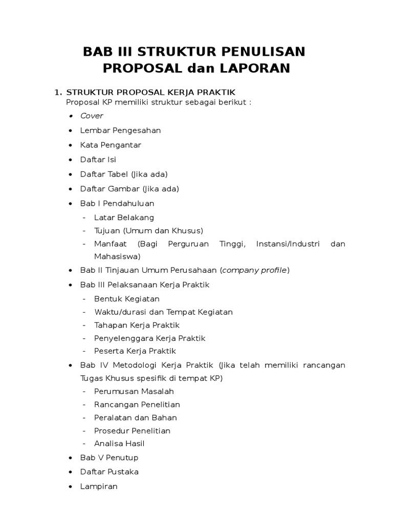 STRUKTUR PENULISAN Laporan