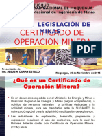 Certificado de Operaciones Mineras