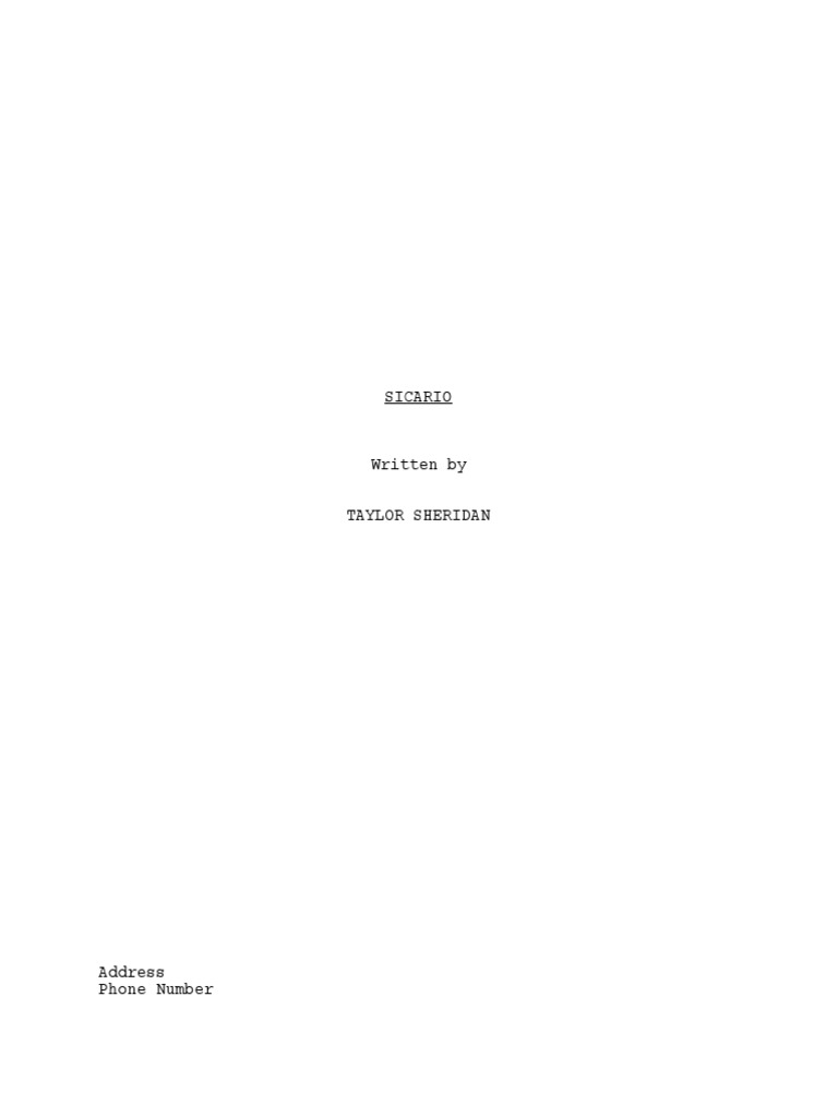 Sicario By Taylor Sheridan Traffic Violence