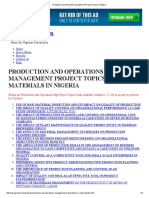 Production and Operations Management Project Topics in Nigeria