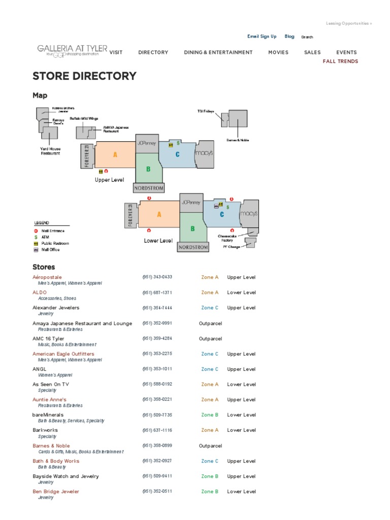 Store Directory & Map - Galleria at Tyler | PDF | J. C. Penney ...