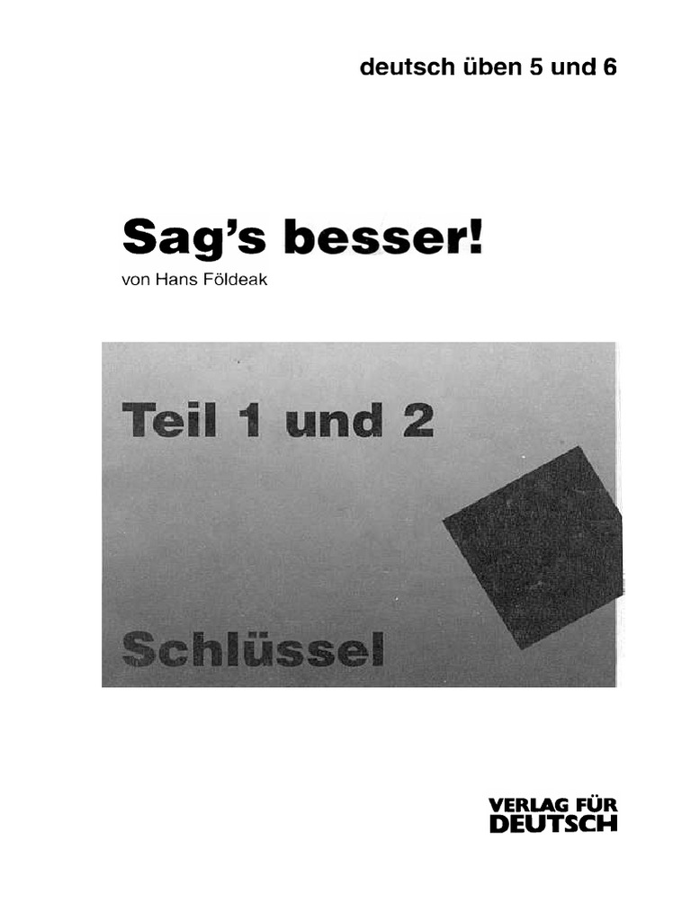 Sag s Besser Teil 2 Schlüssel Pdf