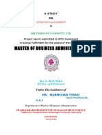Master of Business Administration: Sri Vyshnavi Foods Pvt. LTD