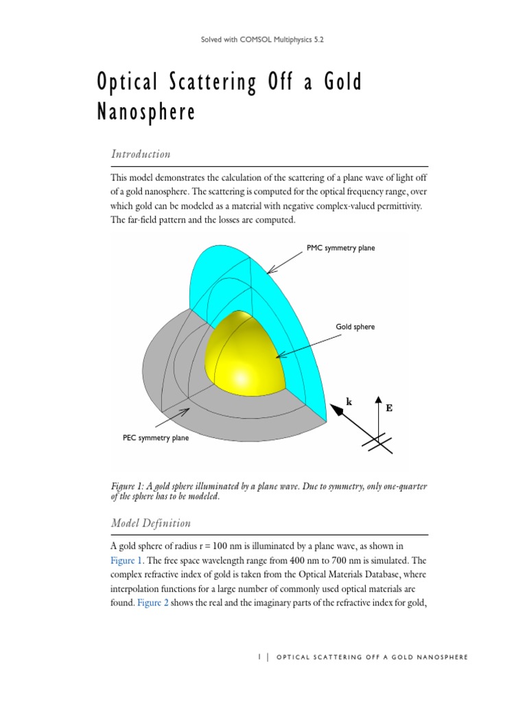 Optical Scattering from Gold Nanosphere | PDF | Wavelength | Scattering