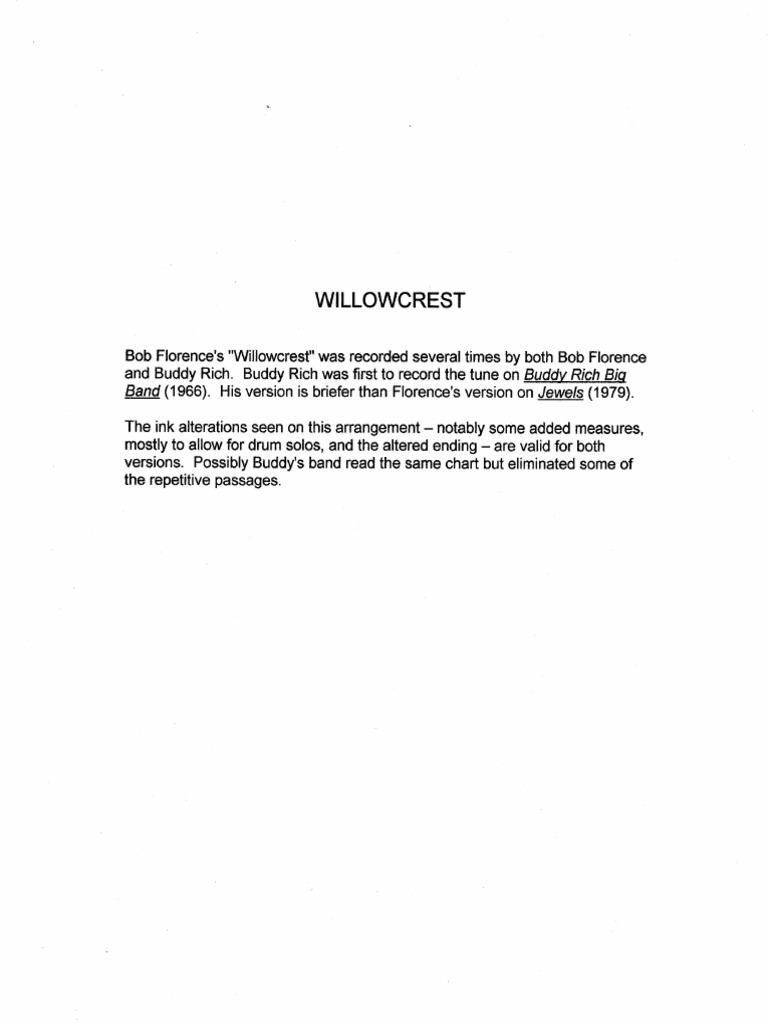 Willowcrest - FULL Big Band - Florence - Buddy Rich | PDF