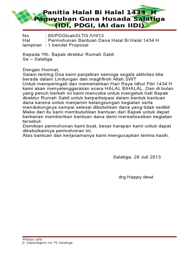 Contoh Surat Permohonan Dana Halal Bihalal Spanduk Idul - IMAGESEE