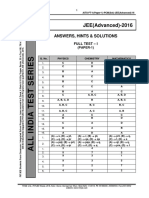 Aits FT I (Paper 1) PCM (Sol) Jee (Advanced)