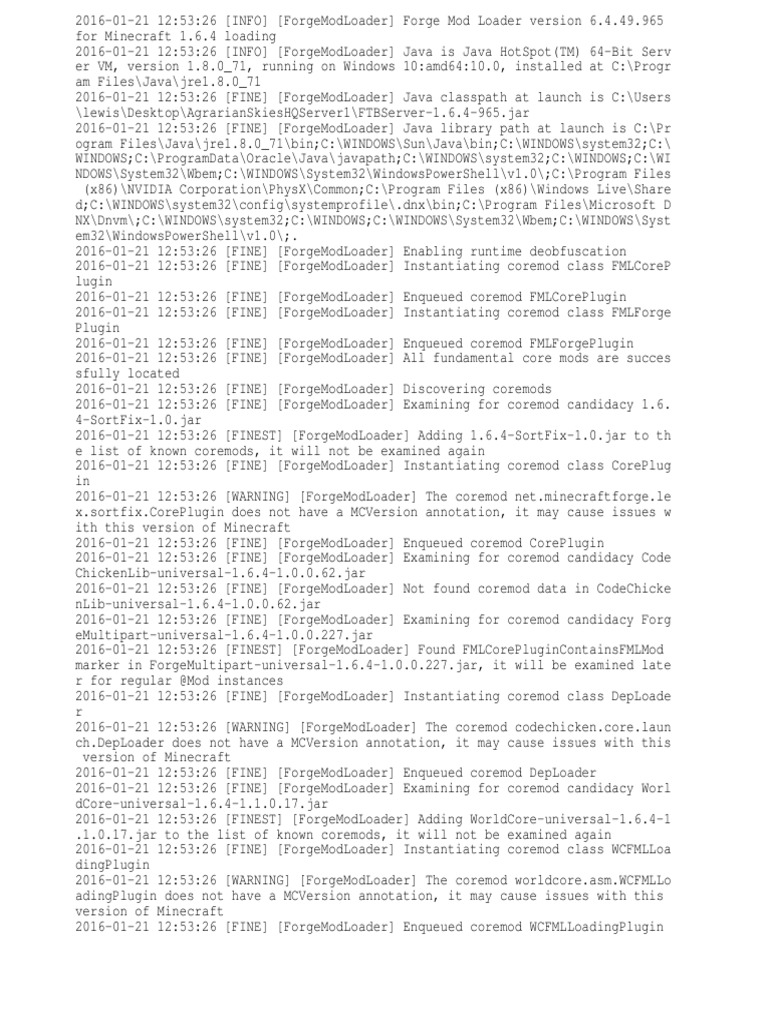 Forgemodloader Server 0 Log Java Programming Language Microsoft Windows