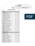 Input Data Sheet For E-Class Record: Region Division School Name