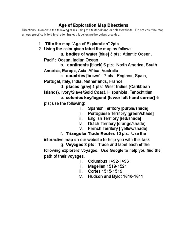 Age of Exploration Map Instructions | PDF | Travel