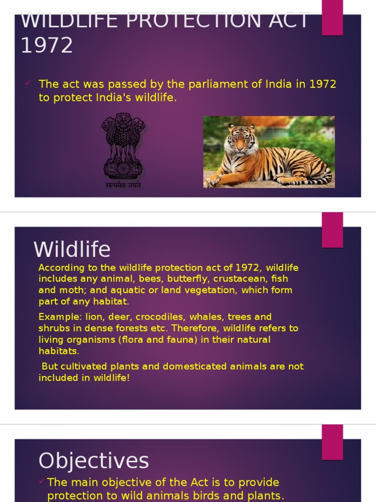 Wildlife Protection Act 1972 | PDF | Wildlife | Ecology