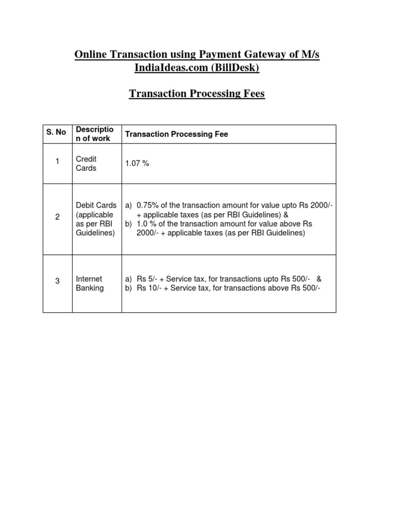 Transaction Processng Fee | PDF | Finance & Money Management