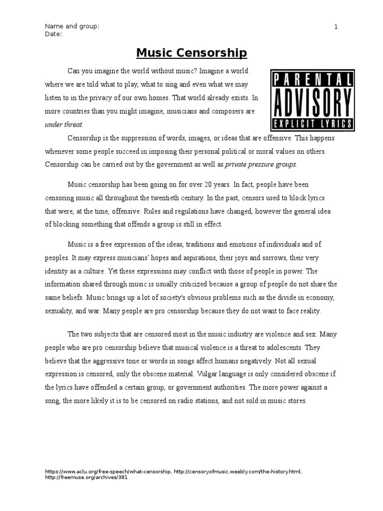 Music Censorship PDF Censorship Violence