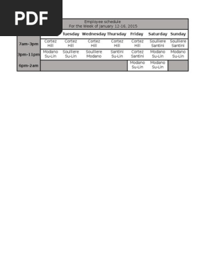 employee schedule