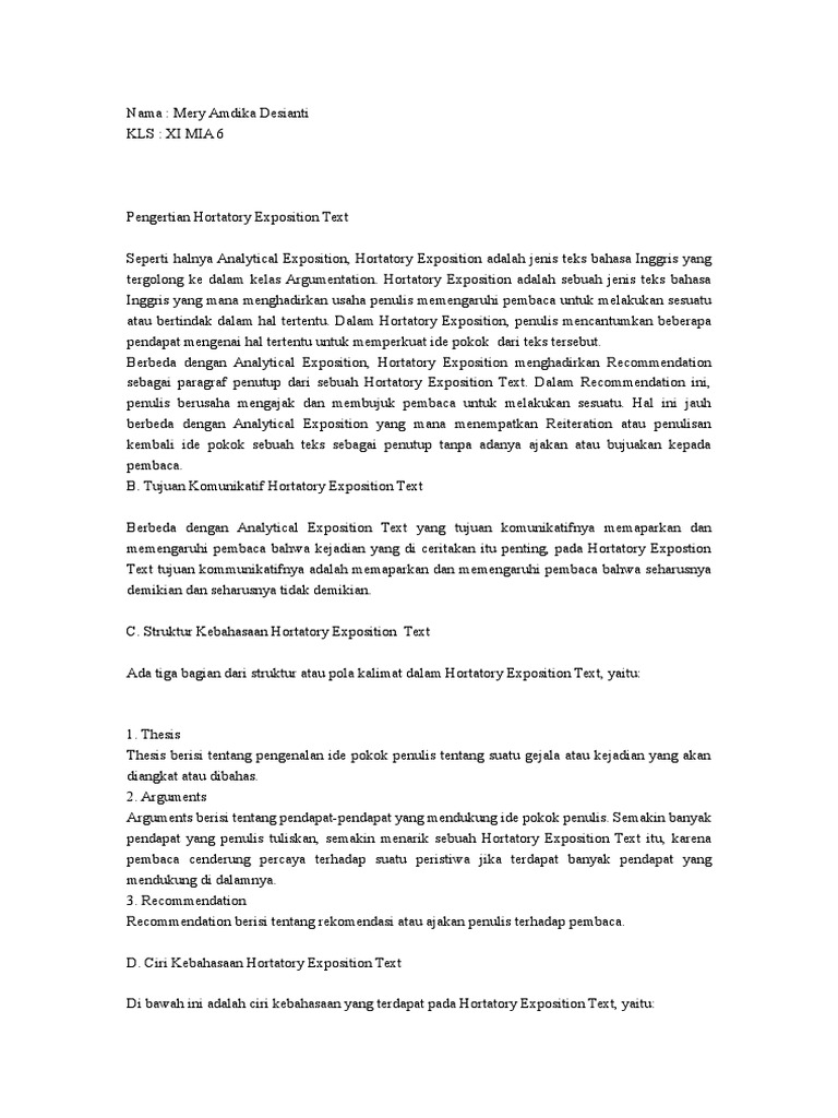 Contoh Teks Hortatory Exposition Tentang Pendidikan