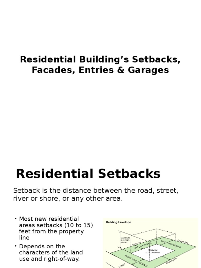 Residential Setback Guidelines and Design | PDF | Single Family ...