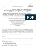 Norms For Verbal Span, Visuospatial Span, Letter and Number