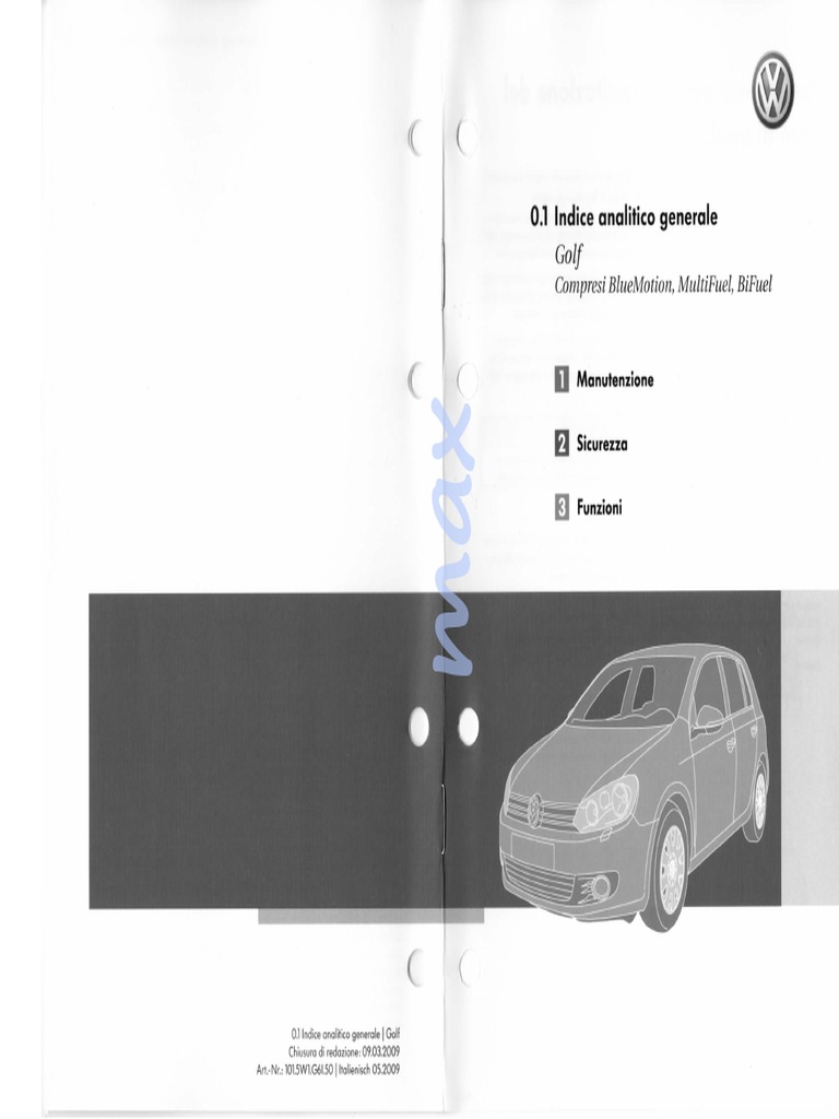 Libretto D'istruzioni Volkswagen Golf 6 PDF