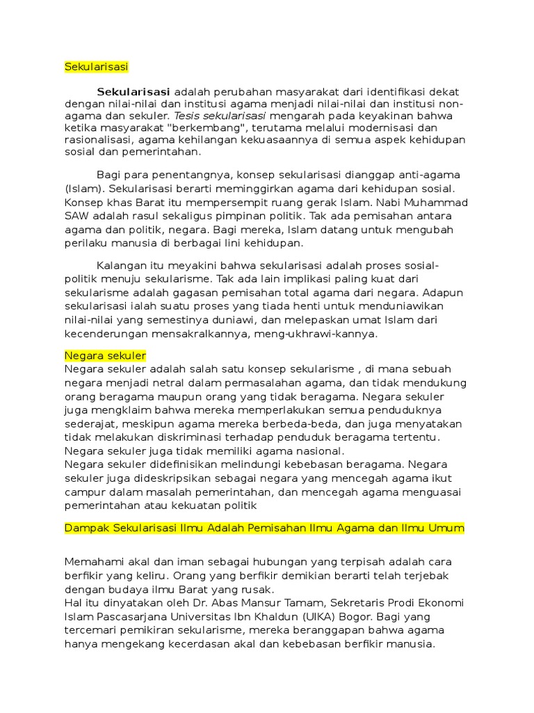 Studi Islam Skulerisasi Pdf