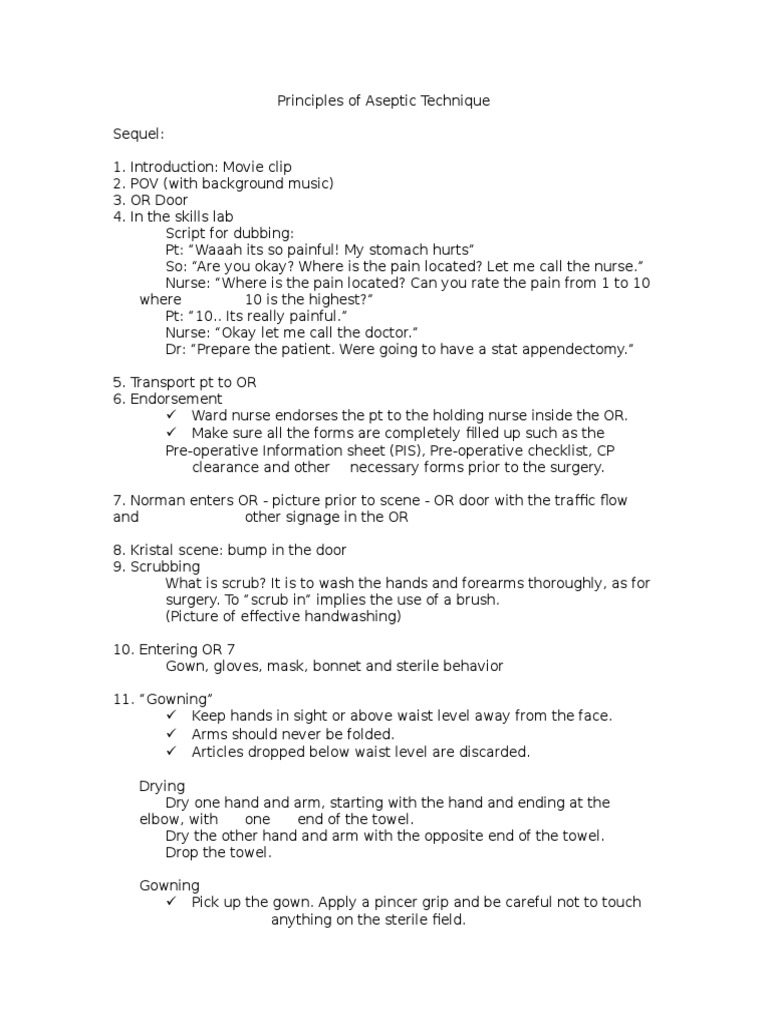 Aseptic Technique Principles Explained | PDF | Glove | Surgery
