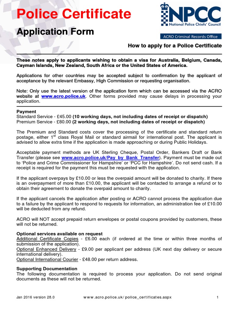 Acro Police Certificate >> Police Certificatae Application Form Jan 2016 V28 0 Mail Acro Police Certificate >> Police Certificatae Application Form Jan 2016 V28 0 Mail