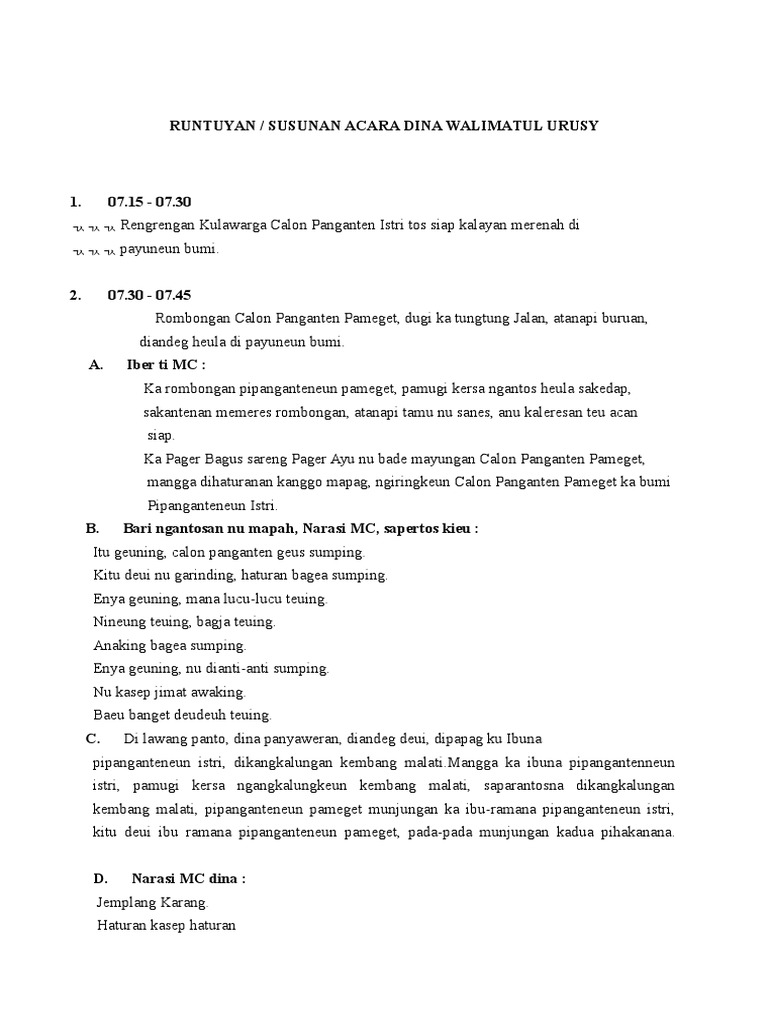 Susunan Acara Prosesi Nikah Adat Sunda