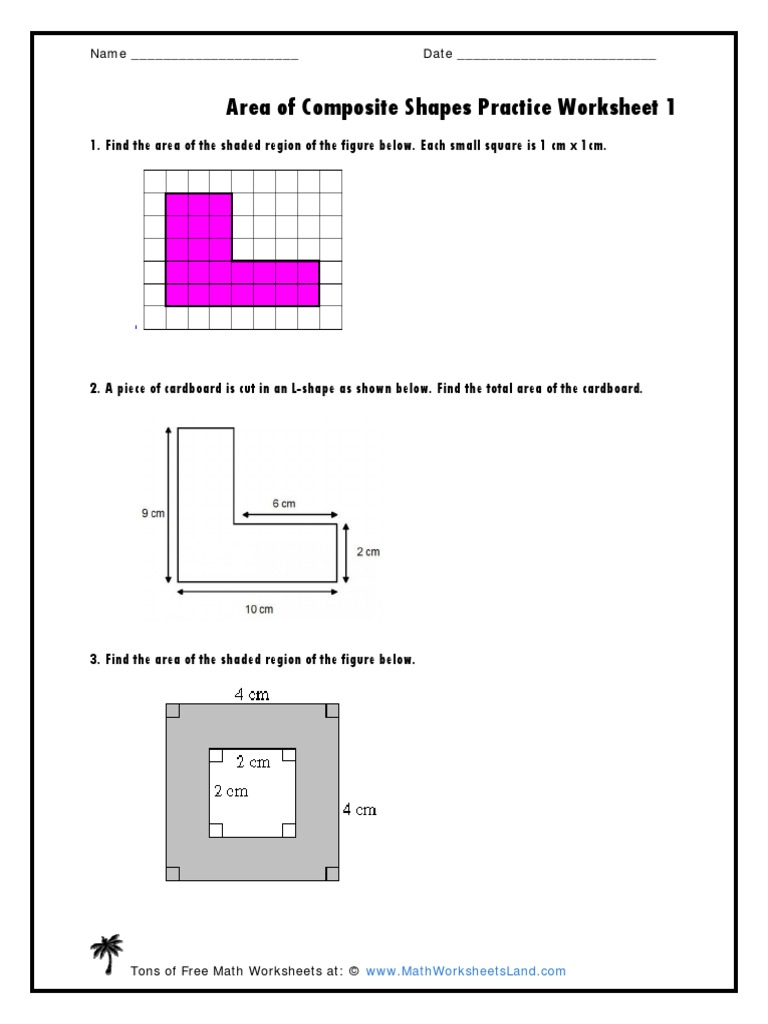 Area of Composite Shapes Worksheet With Area Of Shaded Region Worksheet