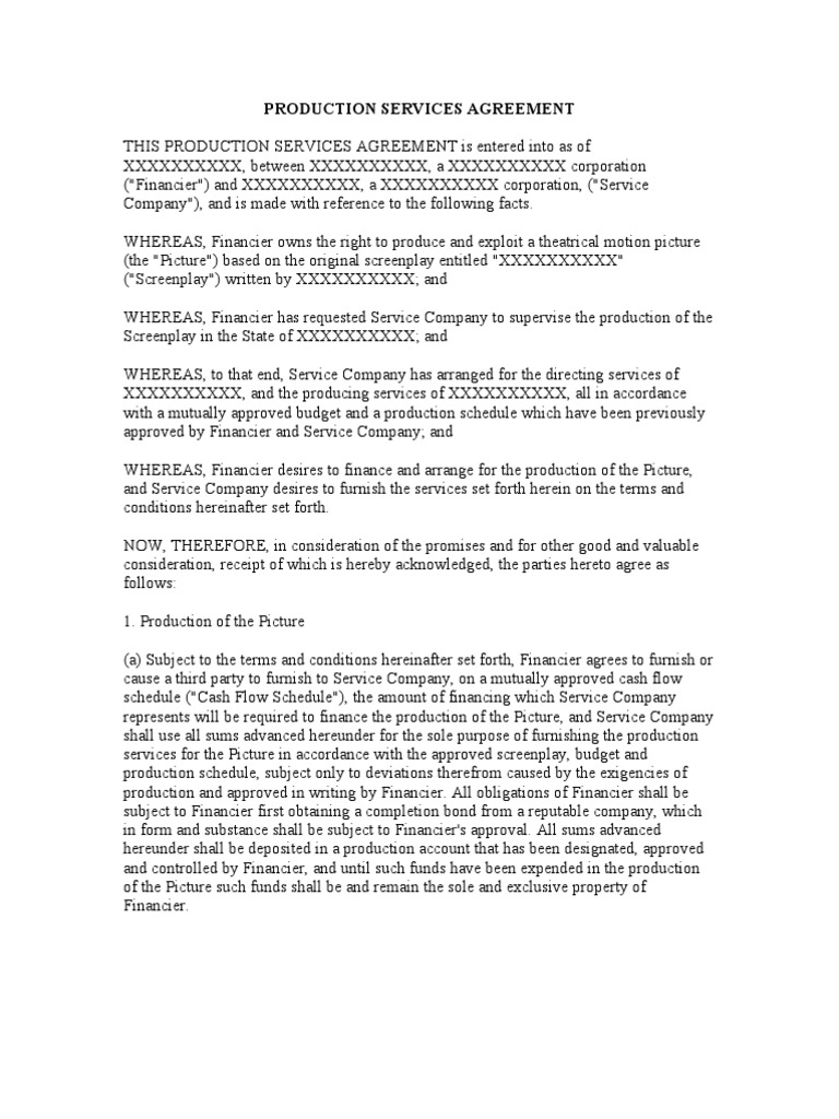 Production Services Agreement Overview | PDF | Security Interest ...