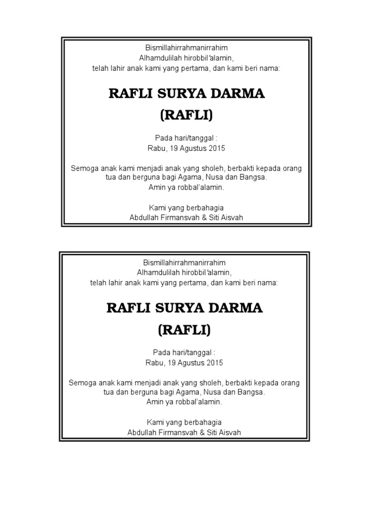 Contoh Kata Syukuran Kelahiran Anak  Kumpulan Kata