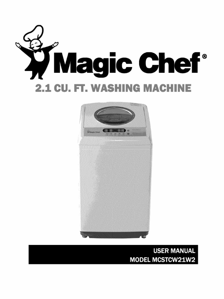 Magic Chef Washer manual Model Mcstcw21w2. Washing Machine Ac Power