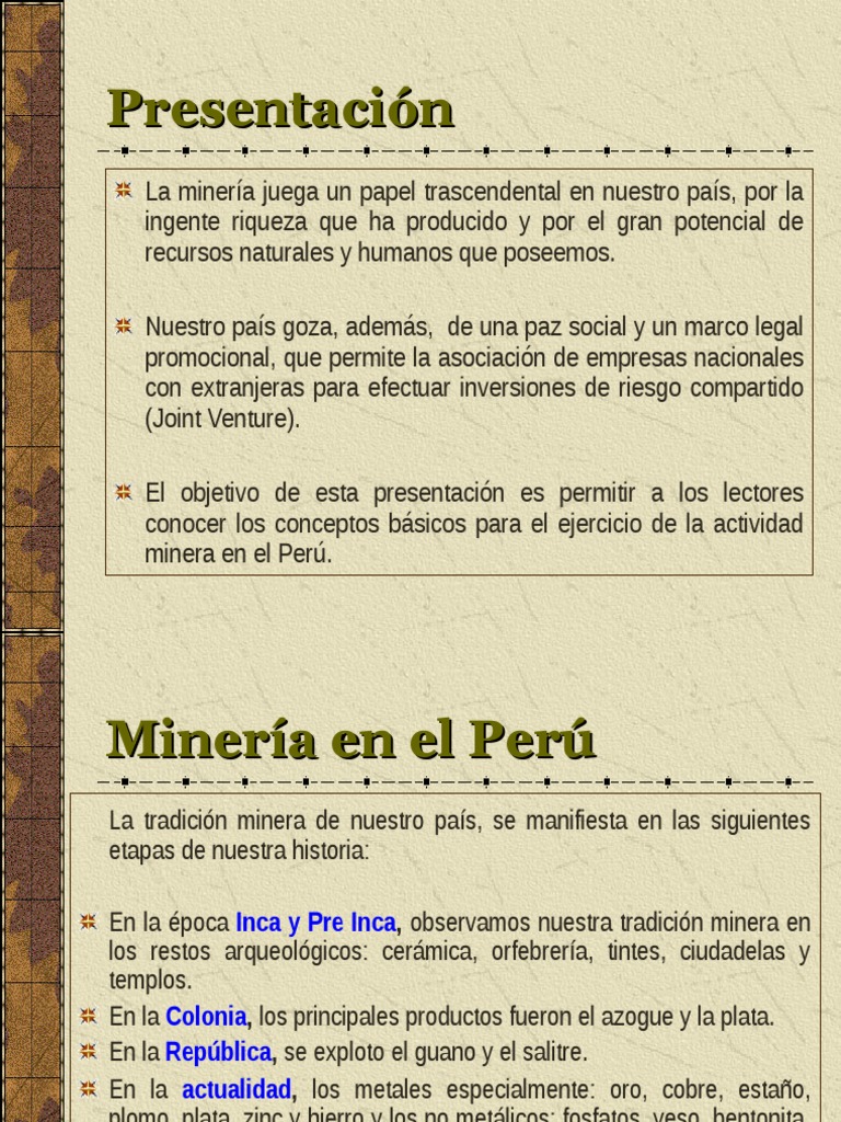 Actividad Minera en el Perú: Conceptos Clave | PDF | Minería ...