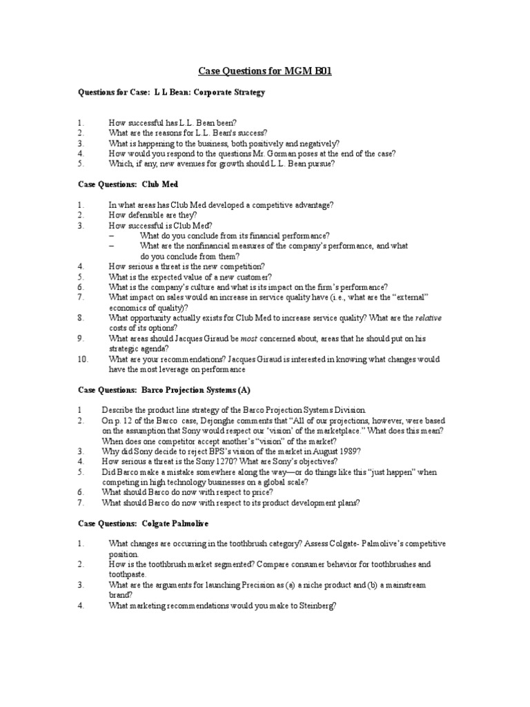 Case Questions(3) Strategic Management Competition