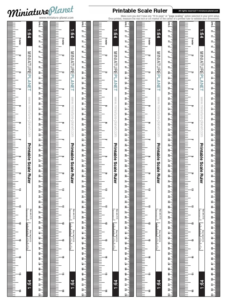 printable scale ruler 1 64 length
