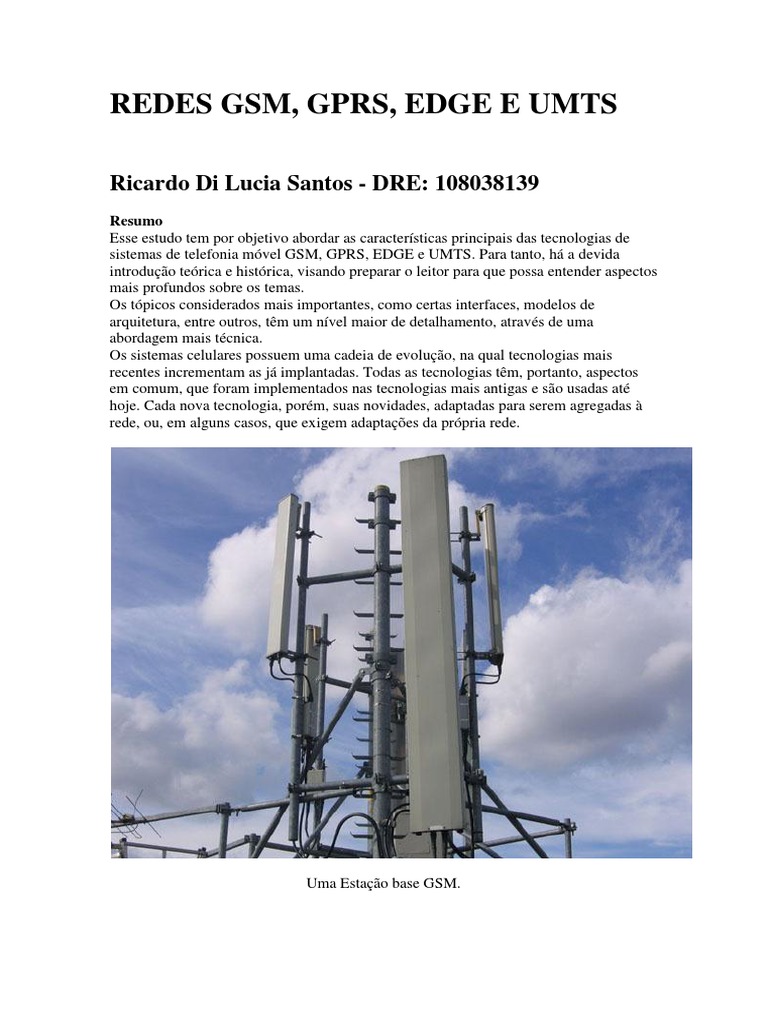 Redes GSM Gprs Edge e Umts PDF Celulares GSM