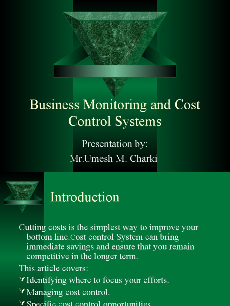 Business Monitoring and Cost Control Systems Presentation By MR Umesh M. Charki PDF
