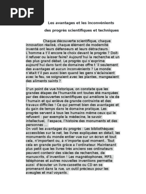 Les Avantages Et Les Inconvenients Des Progres Scientifiques Pdf Evolution Protocole De Kyoto