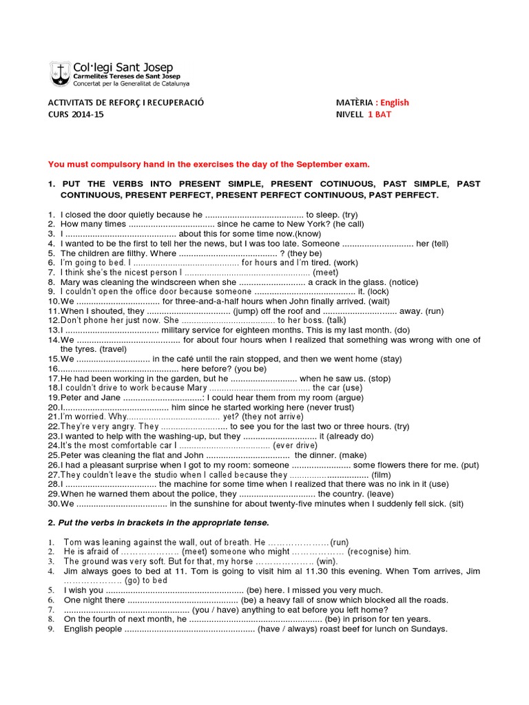 English Grammar Exercises for Students | PDF | Language Arts ...