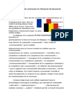 Particularites Lexicales Du Français de Belgique