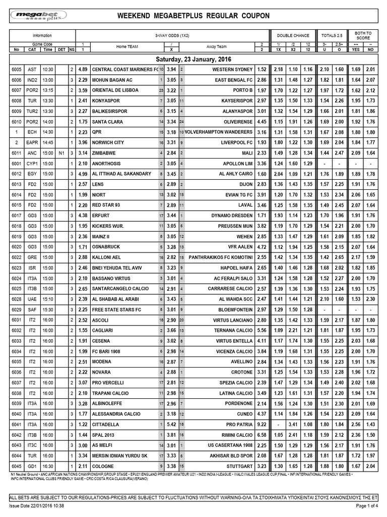 Saturday Football Coupon | PDF