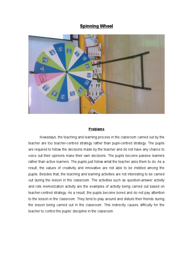 Spinning Wheel PDF Teachers Classroom