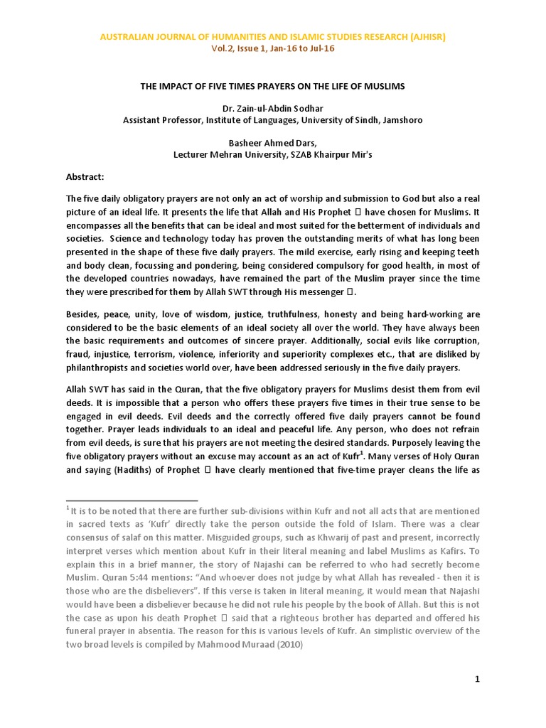 research paper on the model prayer
