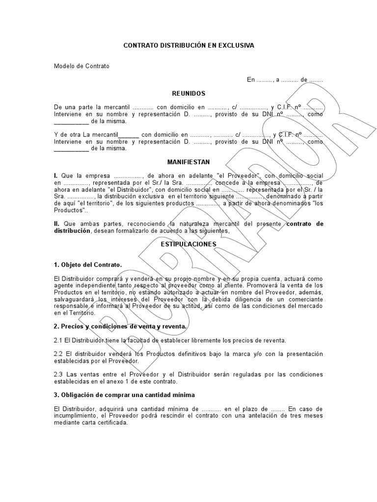 Modelo Contrato Distribución Distribución