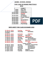 FR - Agnel School Noida: Date Sheet For Class Xii Board Practicals 2016