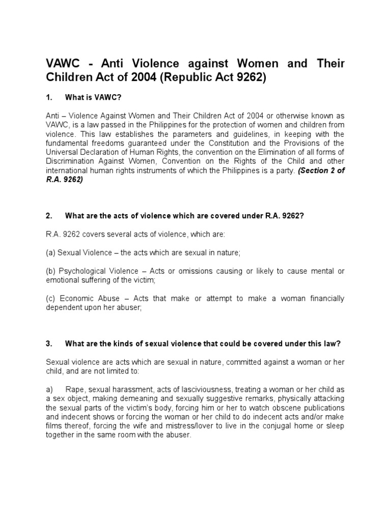 An Overview of the AntiViolence Against Women and Their Children Act