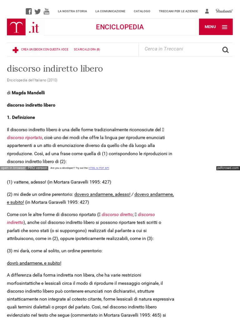 Cos è Il Discorso Indiretto Libero