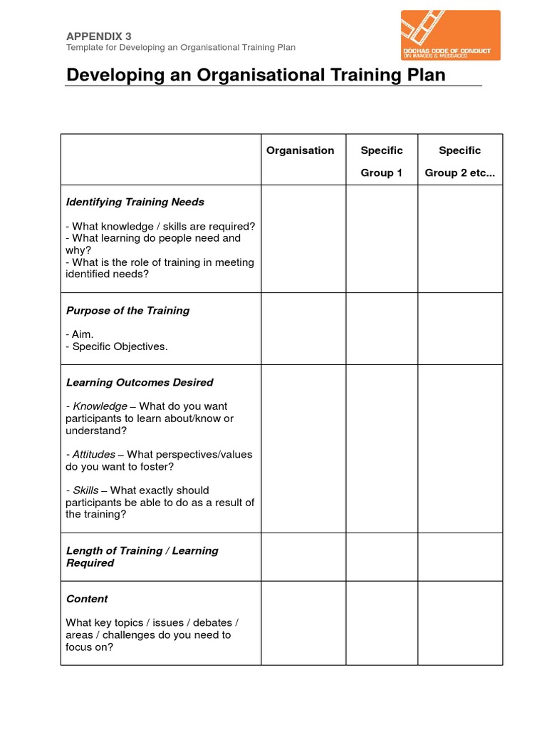 Organisational Training Plan Template | PDF