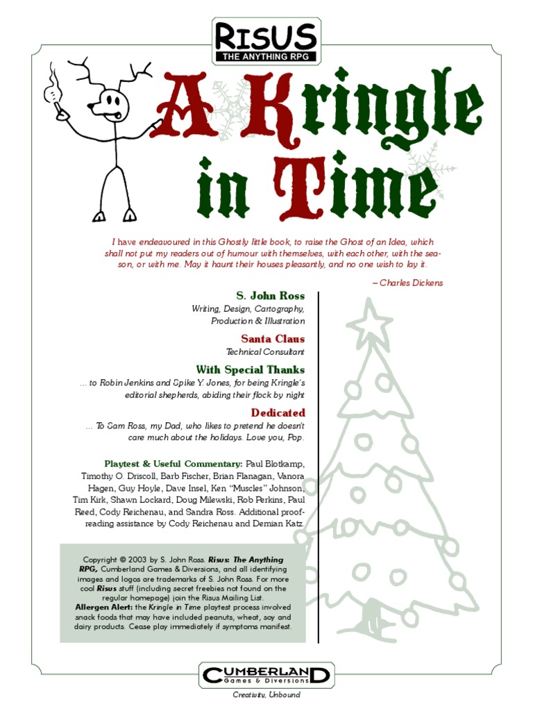 Kirngle All The Way Risus Christmas Adventure PDF Santa  
